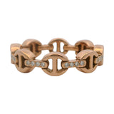 Hoorsenbuhs Solid 18kt Rose Gold and Diamond Chain Dame Tri-Link Band Ring Sz 8