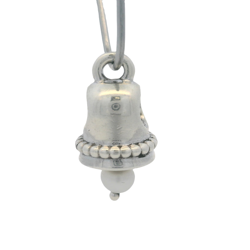 Pandora Solid 925 Sterling Silver Wedding Bell Charm with Freshwater Pearl Dangle Slider Charm