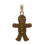 Solid 14kt Yellow Gold and Enamel Gingerbread Man Holiday Charm Pendant