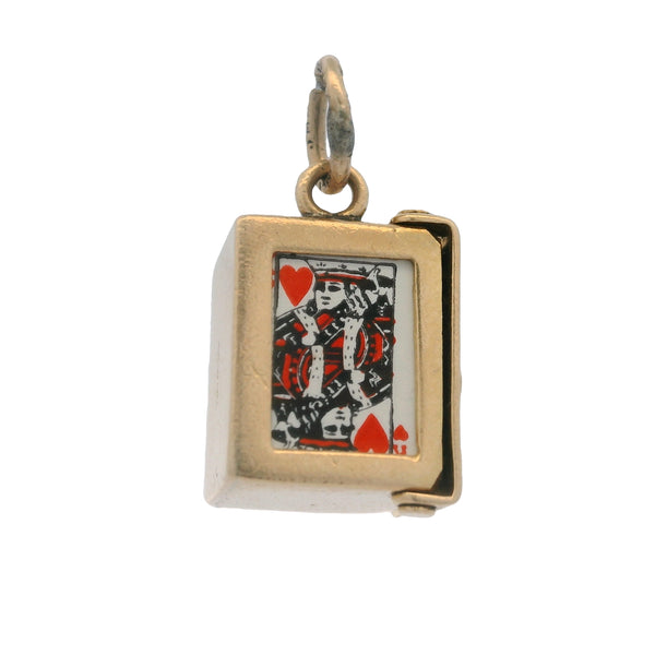 Vintage Solid 14kt Yellow Gold Mini Playing Card Deck With Openable Case Charm
