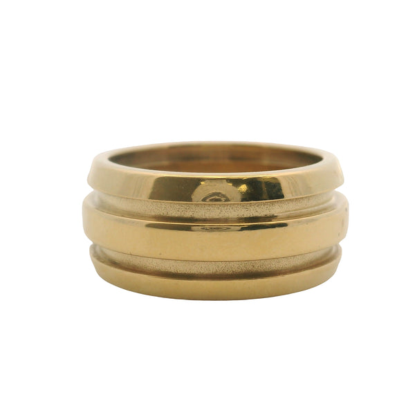 Vintage Tiffany & Co Solid 18kt Yellow Gold Double Grooved Wide Atlas Ring Band Size 6
