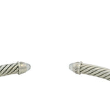 David Yurman 925 Sterling Silver Prasiolite and Diamond 5mm Cuff Bracelet 6.5"