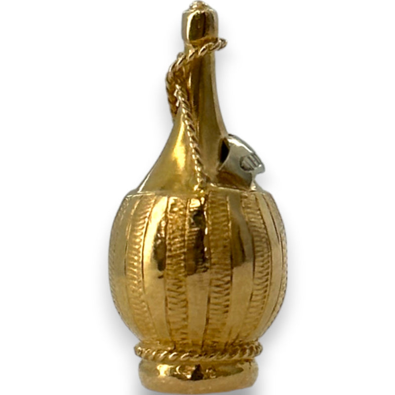 VintageChianti Wine Charm Made in Arezzo Pendant 18kt Yellow Gold Italian