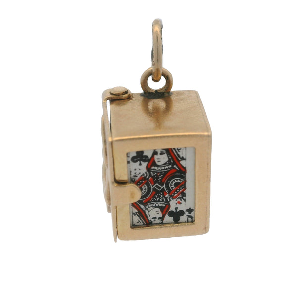Vintage Solid 14kt Yellow Gold Mini Playing Card Deck With Openable Case Charm