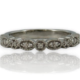Zoara Platinum and Diamond Milgrain Round and Marquise Shapes Wedding Band