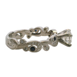 Kirk Kara Angelique Collection 14kt White Gold 1ct Natural Diamond Solitaire With Lace Sapphire and Diamond Band Size 8