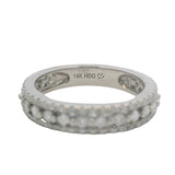 Solid 14kt White Gold and Alternating Round and Radiant Cut Diamonds Alternating Band Ring Size 7