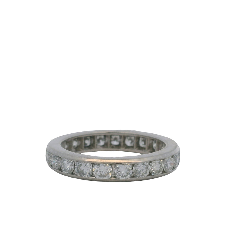 Solid 14kt White Gold and 1.61ctw Diamond 3.5mm Wide Channel-Set Eternity Stackable Band Size 5.75