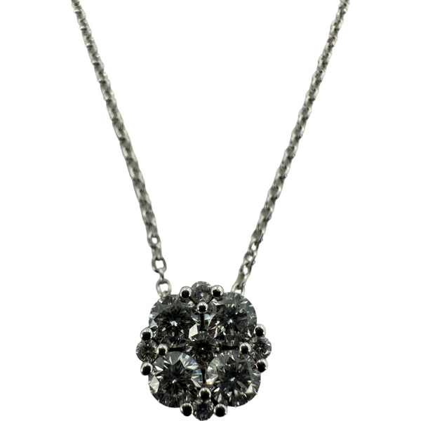 THE LEO Diamond Flower Pendant Necklace White Gold 14KT 585