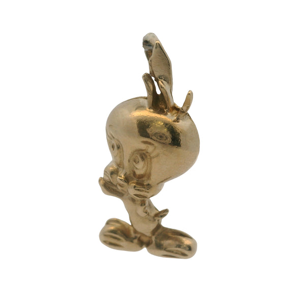 Vintage 1990 Warner Brothers Solid 14kt Yellow Gold Tweety Bird Charm