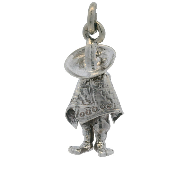 Dije de pulsera con sombrero y poncho de plata esterlina 925 mexicana