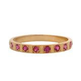 Vintage 14kt Yellow Gold Lab Ruby Gemstone Geometric Band Stackable Ring Size 8