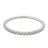 Solid 14kt White Gold and Moissanite Thin Dainty Wedding Band Stackable Ring Size 5.75