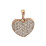 Solid 18kt Rose Gold and Diamond Cluster Pave Heart Dangle Charm