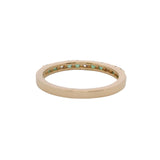 Vintage Solid 14kt Diamond and Green Emerald Accent Stackable 2mm Ring Size 7