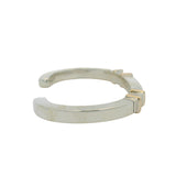 Michel Plumail Solid 925 Sterling Silver Artisan Modernist 4 Gold Bar Accent Cuff Bracelet 6"