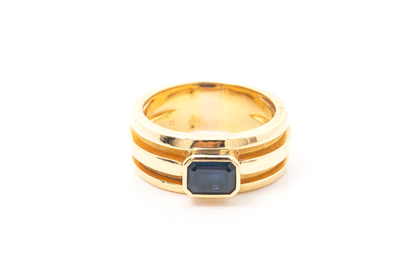 Vintage Tiffany & Co Sapphire Wide Band 18k 750 Yellow Gold Ring Band Size 8