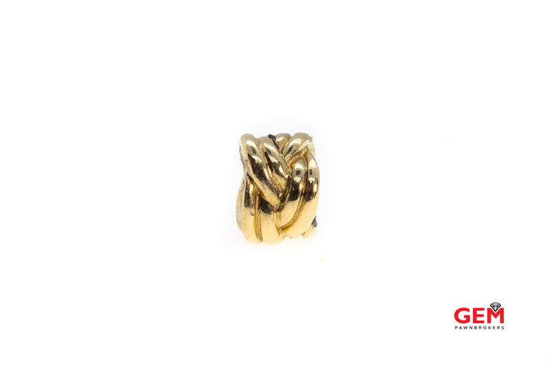 Weaved Love Infinity Knot Interwoven Braid Bead 14K 585 Yellow Gold Charm