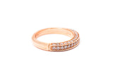 Three-Sided Pave Diamond Rose Gold 14k 585 Wedding Band Ring Size 7