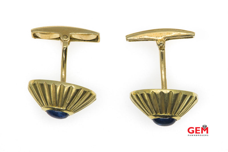 18 KT Yellow Gold Greece Cabochon Sapphire Cufflinks