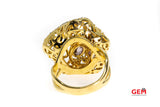 REGOLD Cubic Zirconia Filigree Cocktail 18K 750 Yellow Gold Ring Size 8 1/2