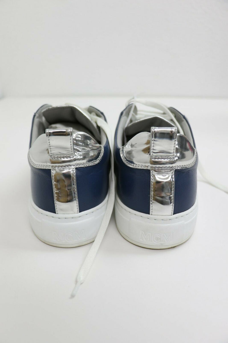 MCM Estate Blue Leather Men's Sneakers | [MEX9AMM16-143] | Size US 12, EUR 45