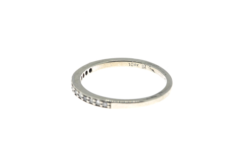 LJ Legend Jewelry 2mm Diamond Line Band 10K 417 White Gold Ring Size 6 1/2