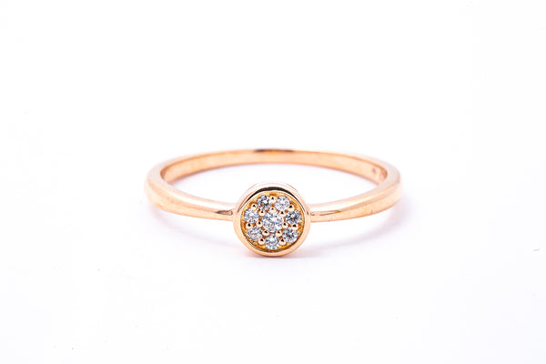 SNJ 6mm Diamond Pave Geometric Circle Wire Band 14K 585 Rose Gold Ring Size 7