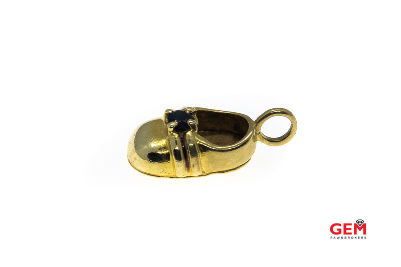 Samuel Benham BJC Baby Shoe Sneaker Solid Drop Charm 14K 585 Yellow Gold Pendant