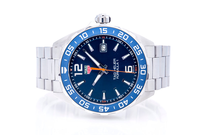 Tag Heuer Formula 1 Quartz WAZ1010 Stainless Steel Blue Dial 43mm Watch