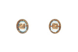 Oval Aquamarine Gemstone 18k 750 Yellow Gold Stud Bezel Earrings