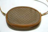 Gucci: Vintage GG Oval Crossbody Bag - Brown Leather/Beige Fabric