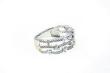Heart Diamond Cocktail Cluster Band 18K 750 White Gold Ring Size 5 1/2