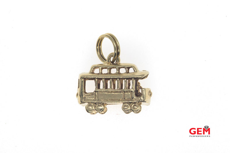 14 KT Yellow Gold Trolley Rail Car Charm Pendant