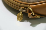 Gucci: Vintage GG Oval Crossbody Bag - Brown Leather/Beige Fabric