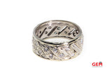 Pierced Wave Diamond Accent Wide Band 14K 585 White Gold Ring Size 8 1/4