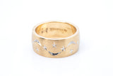 Vintage Crescent Moon & Stars Celestial Motif 14k 585 Two Tone Gold Ring Sateen Size 6