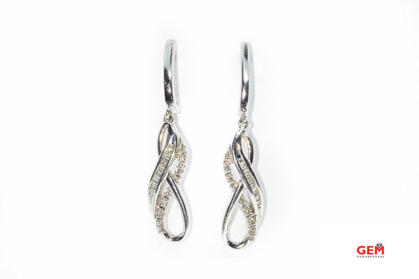 Jane Seymour Kay Diamond Pave Drop 925 Sterling Silver Pair Dangle Earrings