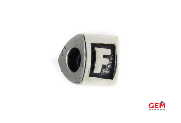 Pandora ALE Alphabet Block Initial Letter "F" S925 Sterling Silver Charm Pendant Bead