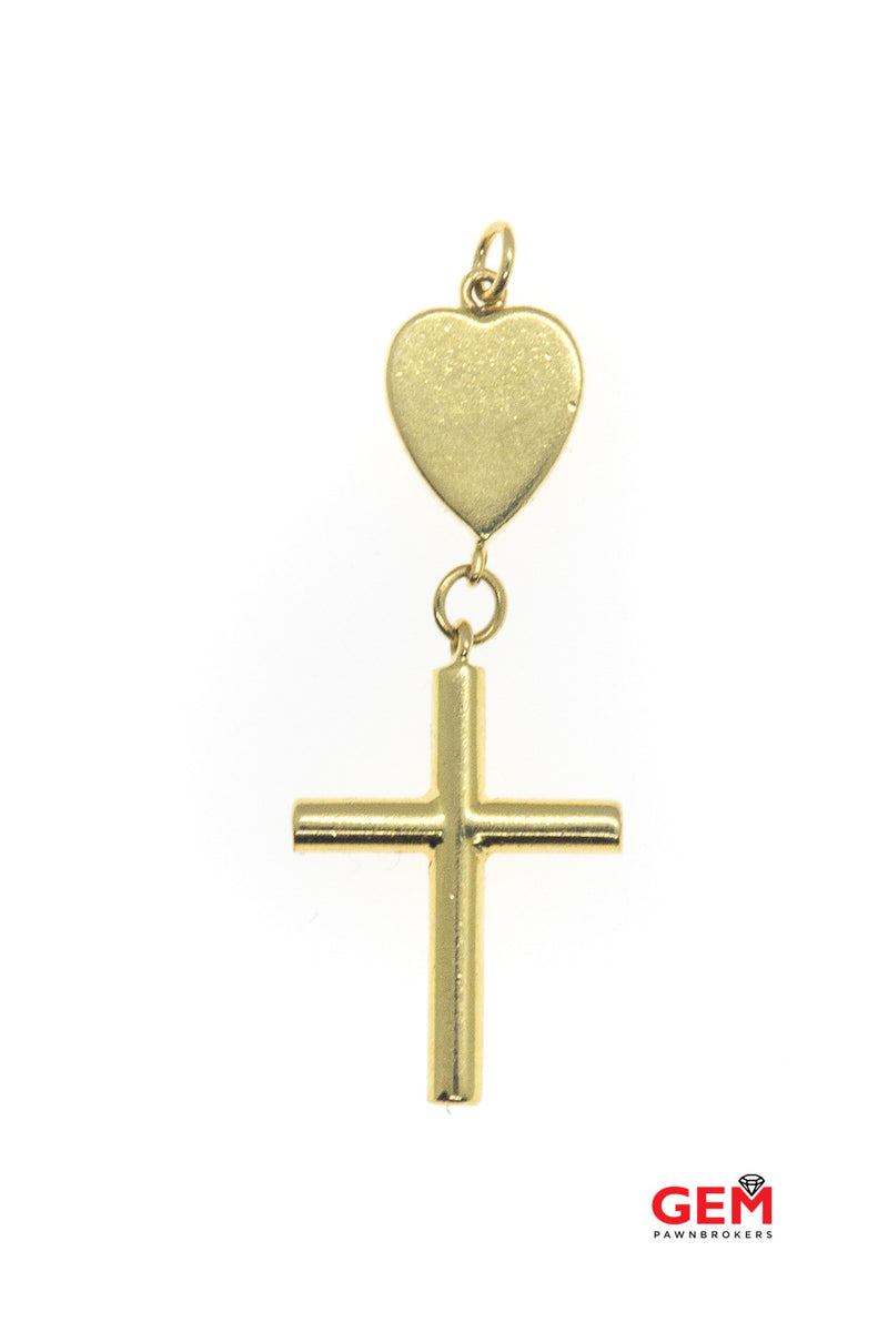 Gucci Heart & Cross Charm Pendant 18k 750 Yellow Gold