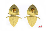 Ilene Schwartz Titanium Druzy Stone Large Stud Earrings 18k 750 Yellow Gold