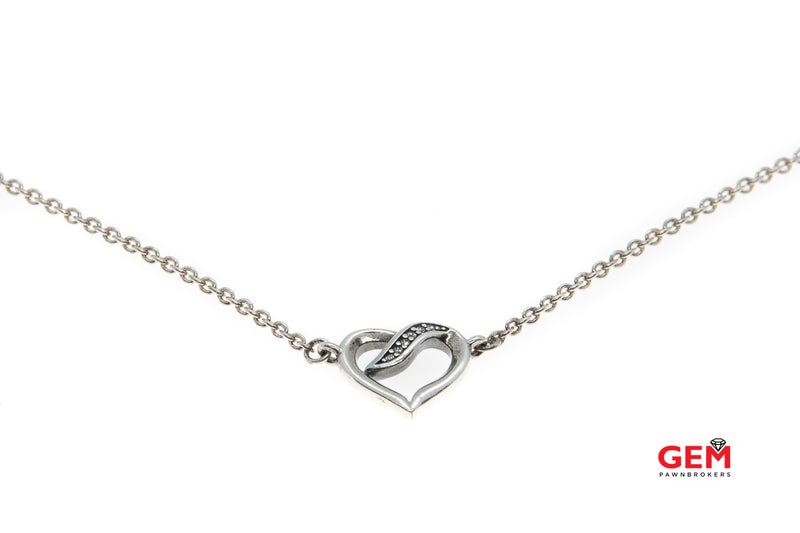 Pandora Ribbons of Love Open Heart Cubic Zirconia ALE S925 Sterling Silver 17.75" Necklace