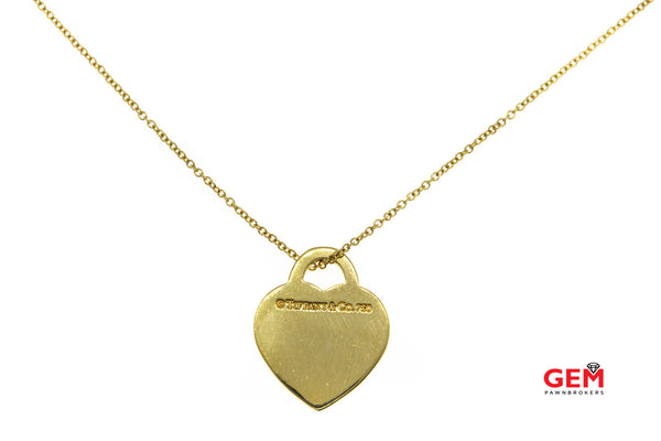 Tiffany & Co Notes I Love You Chain Link Heart Pendant 18K 750 Yellow Gold 16" Necklace