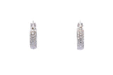 Cubic Zirconia Small Pave Hoops Solid 14K 585 White Gold Pair of CZ Earrings