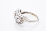 Art Deco Diamond Cocktail 14k 585 White Gold Cluster Ring Size 7.5