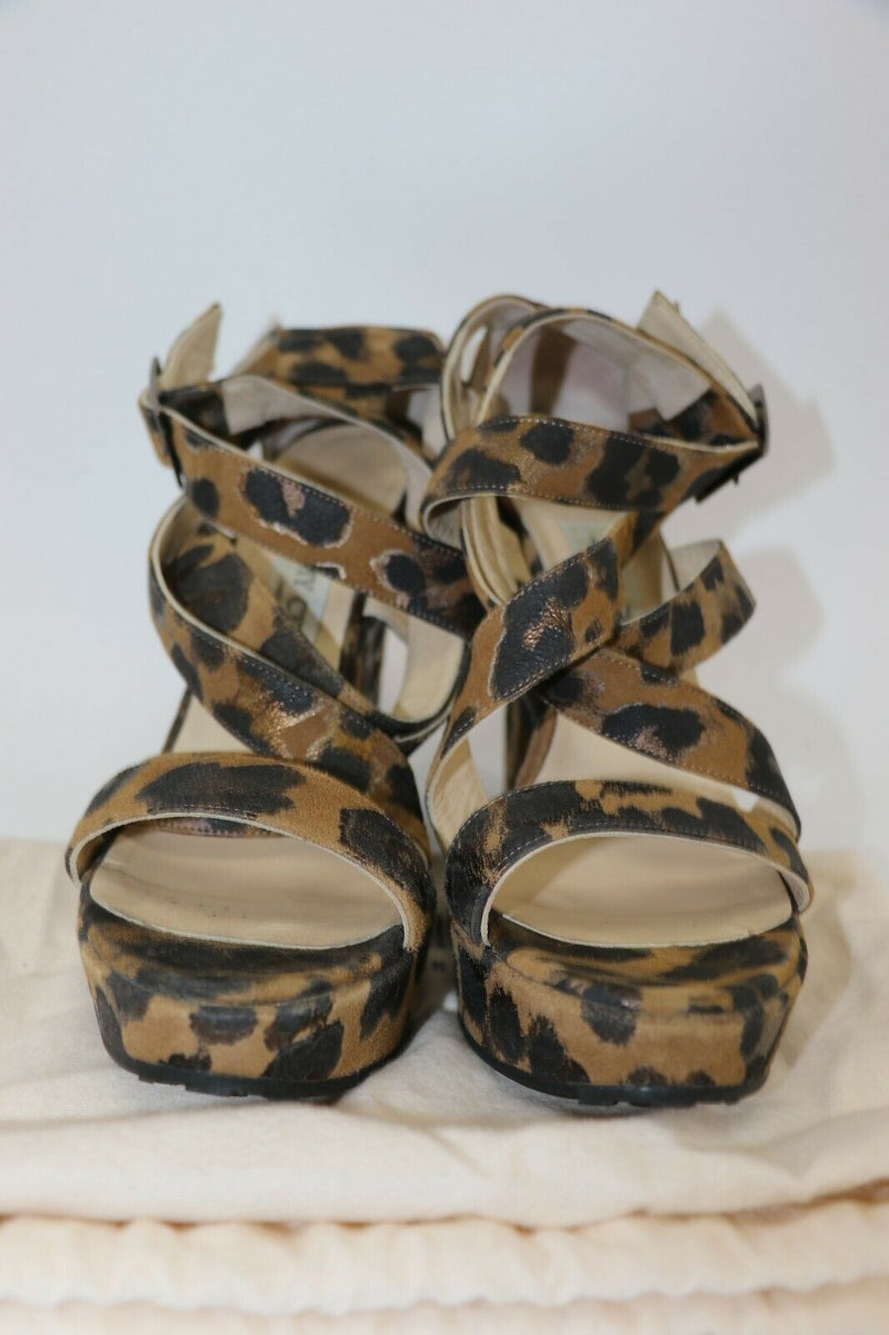 Jimmy Choo Leopard Print Wedge Sandals Size 38/9