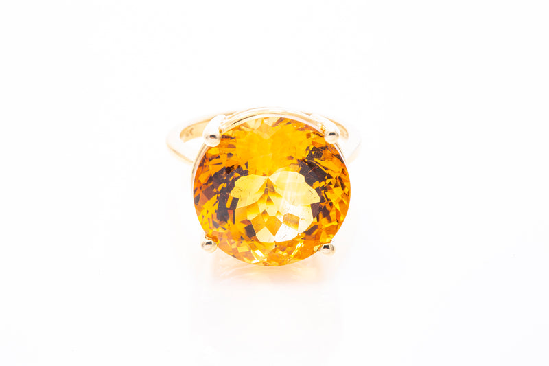 Effy Natural Round 11.03ct Citrine Gemstone 14k 585 Yellow Gold Ring Size 5