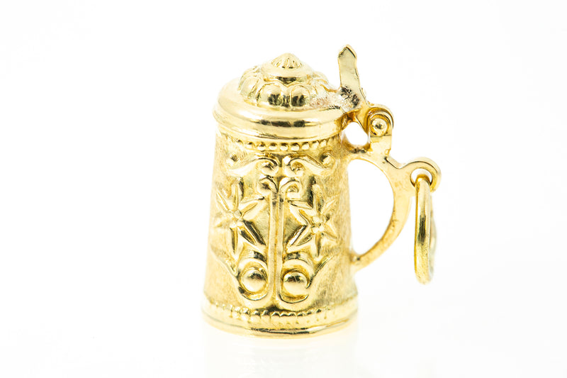 Beer Stein 18k 750 Yellow Gold Cup Pitcher Charm Pendant