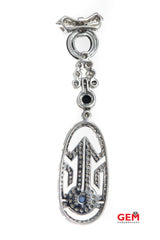 Deco Look White Gold 18k 750 Sapphire Diamond Black Onyx Drop Pendant Charm