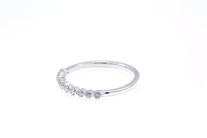 Shared Prong White Diamond 10k 417 White Gold Wedding Band Ring Size 7